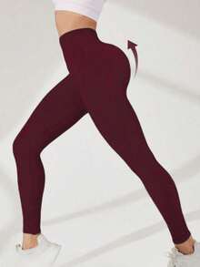Women Sports Leggings - 石油/葡萄酒 - 查看 3