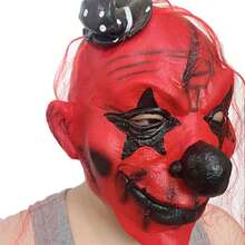 1件彩色小丑主題乳膠面具，適合節日場合或創意髮型搭配，萬聖節或嘉年華服裝的理想選擇 - 面具 - 查看 3