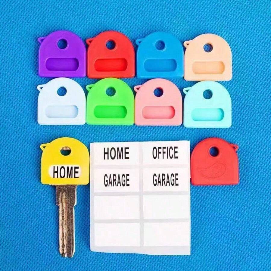 10pcs/Pack, Multiple Colors Available, With Labels, 2.8cm/1.1in Retractable Key Identifiers, Suitable For Most Keys, Soft Touch Key Covers, With Identification Labels, Easy To Identify Door Keys - Fashionable, Easy To Install, Includes Blank And Pre-Printed Labels