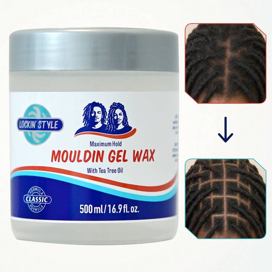 Loc Gel Wax & Retwist Gel 500ml，強力定型不脫屑鎖定凝膠，適用於新手 Locs、髒辮、扭繩髮與編髮，含茶樹油，控制毛躁髮型造型 - [LARGE SIZE]500ml - 查看 1