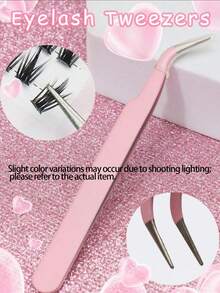 1-5pcs Pink Minimalist Eyelash Tweezers, Straight & Angled Tips, Two Styles Available, Finely Designed To Meet Various Needs. Thickened Steel Material, High Hardness, Good Elasticity, Durable. Comes With Protective Cap To Avoid Hand Injury. Comfortable Fit. - Pink - View 8