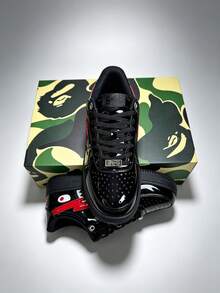 A BATHING APE Men's Retro Sneakers BAPE STA "Shark Face Black" Skate Shoes - Black - View 4