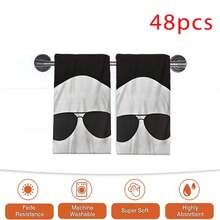 2/4/48pcs Halloween Series Fashion Glasses Ghost Pattern Printed Kitchen Towels - Super Soft, Highly Absorbent Polyester Tablecloths And Hand Towels, Perfect For Holiday Decor, Kitchen Decor, Party Decor. - Multicolor - View 13