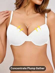 Women's Solid Color Minimalist Underwire Supportive Bra - White - View 3