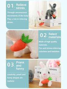 1pc Electric Plush Realistic Rabbit Toy, Cute Animal Model, Can Walk, Bark, Movable Ears, Adorable Pet Doll, Roleplay Holiday Gift - Multicolor - View 7