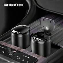 Set Asbak Mobil Otomatis dengan Lampu LED, Sikat Pembersih yang Dapat Dilepas, Desain Ringkas, Pemasangan Mudah, Tanpa Baterai, Asbak Portabel untuk Mobil, Rumah & Kantor, Hadiah Praktis Halloween untuk Pengemudi & Pemilik Mobil - Tujuan umum - View 2