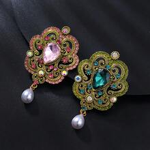 1pc Vintage Elegant Court Style Faux Pearl Pendant Zinc Alloy Brooch, Suitable For Women's Wedding, Banquet, Party Wear, Dress, Suit, Coat Accessory, Holiday Gift - XD826066 - View 2
