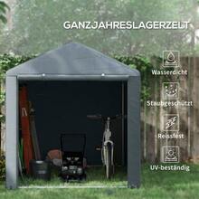 Garage Tent, 1.6 X 2.18 X 1.72 M Storage Tent With UV Protection, Zipper Door, Water-Resistant Foil Garage For Garden Tools - Dark Grey - View 4