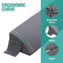 AVXLRQ This Bed Wedge Pillow Fills The Gaps In The Headboard, Features A Soft Triangular Backrest And Lumbar Support, A Removable And Machine-Washable Pillowcase, And Ergonomic Sleep Support. Its Elegant Design Enhances Comfort For Sleep And Reading. - Grey - View 7