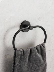 Drill Installation Bathroom Storage Set, Towel Ring, Stainless Steel Towel Bar, Toilet Paper Holder, Multi-Function Storage Hooks, 5/7pcs Set - Multicolor - View 8