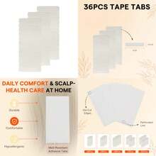 Double Sided Replacement Tape, White, 0.8cm*4cm 36PCS Double Sided No-Residue Tape For Weft Extensions, Strong Waterproof Hold For Daily Use, Seamless Install - A - View 8