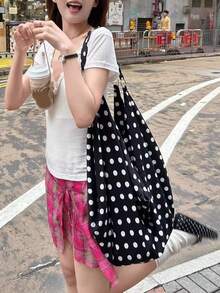 開學季熱門女孩豹紋校園包 大容量學生托特包 酒紅色可翻面腋下包 肩背包 適合大學生 - 黑色 - 查看 4
