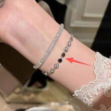 1pc Stainless Steel Fashion Lace Trim Bracelet, Elegant Delicate Adjustable Bangle, Niche Design With Premium Feel - Bubble Bracelet - View 3
