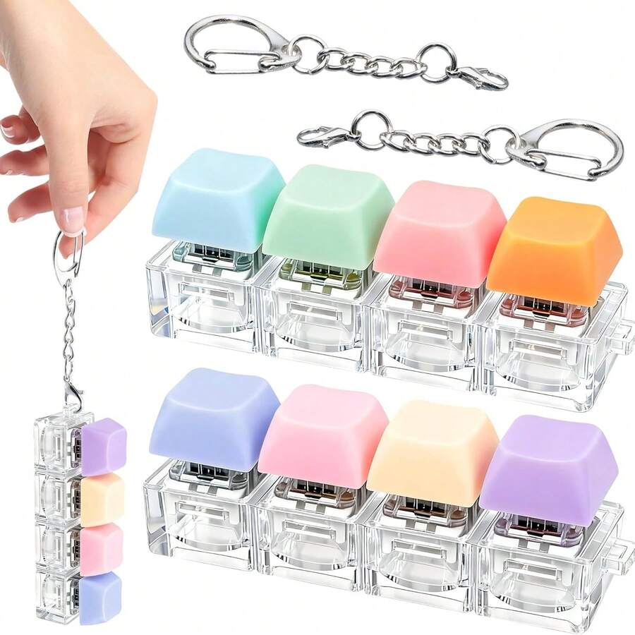 4-Key Magic Cube Stress Relief Button, Creative Keyboard Pendant Ornament, Car Keychain, Bag Charm, Key Accessory, Keyboard-Shaped Adult Stress Relief Keychain, Tactile Stress Relief Keychain, Soothing Pressure Relief Key Pendant, Focus Relaxation Zipper Keychain, Suitable As Birthday Gift, Christmas Gift, Party Favor, Holiday Gift, Car Interior Decoration, Bag Accessory, Bachelor Party Return Gift, Halloween Gift