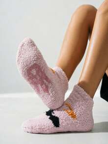 1/2/3/4 Paar Halloween Socken, Kürbis Muster Socken und Fledermaus Muster Damen Socken. Rutschfeste Bodensocken, Socken für den Innenbereich - Verschiedenfarbig - Übersicht 5