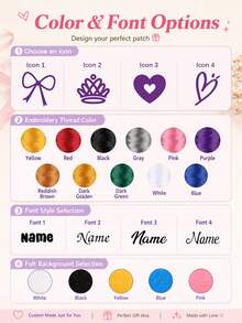 Custom Lace Embroidery Name Hook And Loop, Cute Personalized Badge For Jackets, Bags And Hats, Customized Text & Icon Name Label, Customizable Fashion Accessory Gift For Friends, Birthday, Halloween, Thanksgiving And Christmas - Style B - View 2