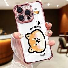 1-Piece Phone Case - Cartoon Round-Face Shiba Inu Pattern, Four-Corner Anti-Drop Plated Frame Phone Case, Smartphone Protective Case, Compatible With Apple 17 16 15 14 13 12 11 Plus/Pro/Max, Pixel 7 8 9 10 A/Pro. This TPU Material Phone Case Protects Your Phone From All Angles And Is An Ideal Gift For Friends, Partners, And Family. - Silver - View 8