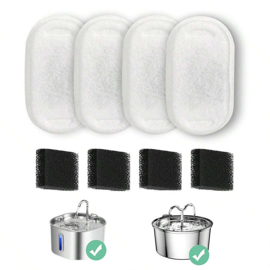 Cat Water Fountain Filter Cartridges, Replacement Filters For 108oz/3.2L And 74oz/2.2L Stainless Steel Cat Water Fountains, Pet Water Fountain Filter Replacement Pack - White - View 1