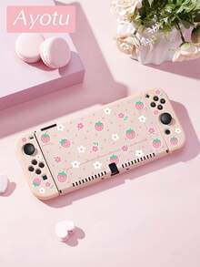 Ayotu Cartoon Strawberry & Dot & Flower Pattern Game Console Shell And Accessories Compatible With Switch/Switch OLED/Switch Lite, Includes Protective Case, Storage Bag, Dock Shell, Controller Protective Cover And More Styles To Choose From, Back To School Gift/Birthday Gift/Anniversary Gift. - View 15