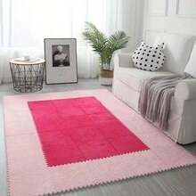 16/10pcs Solid Color Patchwork Floor Mat, Decorative Bedroom Puzzle Carpet, Thickened Foam Floor Pad, Plush Cute Bedside Rug, Soft And Easy To Clean, Interlocking Floor Protection Plush Sound-Insulating Thermal Mat, DIY Decoration - A - View 6