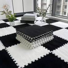 16/10pcs Solid Color Patchwork Floor Mat, Decorative Bedroom Puzzle Carpet, Thickened Foam Floor Pad, Plush Cute Bedside Rug, Soft And Easy To Clean, Interlocking Floor Protection Plush Sound-Insulating Thermal Mat, DIY Decoration - A - View 7