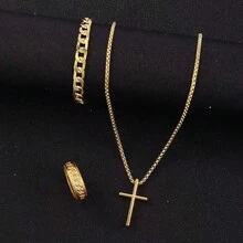 Set Perhiasan Pria Salib Perak Berwarna-warni Desain Minimalis Keren Gaya Hip-Hop 3pcs/Set, Cocok untuk Pemakaian Sehari-hari, Pesta, Perayaan Luar Ruangan, Festival, Karnaval - MultiWarna - View 13