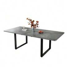 Mesa de comedor extensible con 3 longitudes, 140/180/220*80 cm, apta para 6-10 personas, forma rectangular, patas de metal, estilo sencillo, mesa para comedor, cocina, gris - Gris - Ver 6