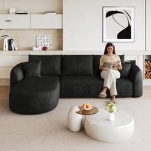 L Shape Corner Sofa Black 4 Seat - No Assembly Required - Black 4 Seat - View 1