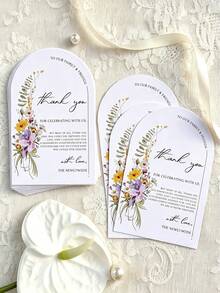 300/200/100/50/10/1pc Floral Thank You Cards, Suitable For Wedding, Reception, Rehearsal Dinner, Party, Event & Celebration Tabletop, Essential For Wedding Gift,Back To School - Multicolor - View 19