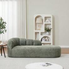 أريكة شيزلونج حديثة من الشينيل بتصميم منحني مع ظهر مبطن بتصميم موجي باللون الأخضر المريمي - أخضر - مشاهدة 6