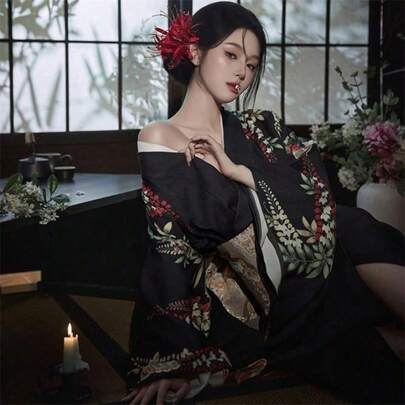 ワンピース レディース 浴衣風 和風 ロングワンピース 半袖 花柄 日系 レトロ ガーリー フェミニン 大人可愛い 神社巡り 写真映え 夏祭り 花火大会 お出かけ デート デイリー 改良和装 2026新作