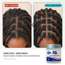 Loc Gel Wax & Retwist Gel 500ml，強力定型不脫屑鎖定凝膠，適用於新手 Locs、髒辮、扭繩髮與編髮，含茶樹油，控制毛躁髮型造型 - [LARGE SIZE]500ml - 查看 6