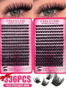 336/392 Clusters 10-18mm Fluffy Cluster False Eyelashes Set, Dense Voluminous Eyelash Extensions, Soft 3D Single Cluster False Eyelashes, Anime Cartoon Japanese Korean Style, Natural Ultra Lightweight, Includes DIY Eyelash Glue And Closure - Multicolor - View 13