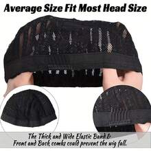 Men's Cos Wigs, Non-Adjustable Elastic Mesh Caps, Diy Hairstyle Mesh Caps, Crochet Mesh Caps, Suitable For All Races, Can Increase Hair Volume, Breathable And Comfortable, Black Mesh Caps, Natural - Multicolor - View 3