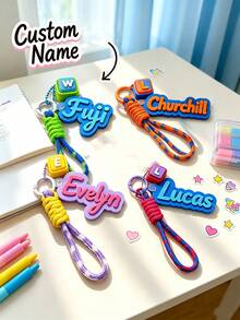 Customized Name Keychain, Personalized Creative Keychain, Bag Charm, Personalized Gift Suitable For Men And Women, Learning Supplies, Suitable For Teenagers, Middle School Students, High School Students, College Students, Lower Grade Students, Exquisite And Romantic, Practical And Fashionable, Travel Storage, Back To School Season - Multicolor - View 2