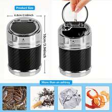 Carbon Fiber Style Cylindrical Car Ashtray With Lid, Flame Retardant Multi-Function Universal Car Interior Accessory - Carbon Fiber - View 6