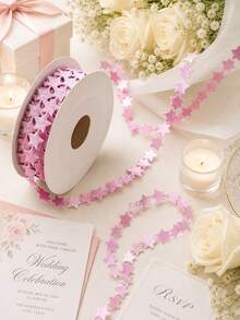 1/2pcs Exquisite Ribbon, Valentine's Day Gift Decoration, Star Ribbon - 10m DIY Gift Floral Packaging Accessories, DIY Gift Floral Packaging And Decoration, Hair Accessory Gift Packaging, Suitable For Handmade Crafts, Gift Wrapping And Valentine's Day Decoration - Multicolor - View 6