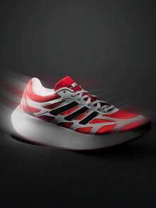 Adidas 春夏款網布運動鞋 中性情侶款 輕量厚底 跑步運動休閒鞋 JI0308 - 白/純寶石紅/一號黑 - 查看 1
