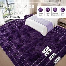 Soft Shag Rugs For Bedroom, Purple Fluffy Shaggy Rugs For Living Room, Luxury Modern Plush Carpet Girls Boys Room Dorm Indoor Home Decor, Upgrade Non-Slip - 紫色 - 查看 8