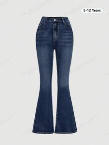 Medium To Large Tween Girls Spring/Autumn Autumn/Winter New Fashion Denim Long Pants - Medium Wash - View 5