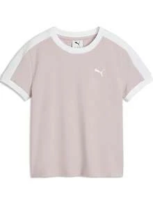 Puma 女款 T7 ALWAYS ON 修身短袖針織無領 T-shirt 霧粉色 T63395249 - 淺粉色 - 查看 2