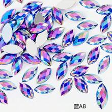 100顆/包 7*15mm 橄欖形水鑽，壓克力銀色底平背水鑽，尖頭橄欖形不對稱無孔水鑽，適用於舞蹈服裝、包包、鞋子DIY裝飾 - C - 查看 20