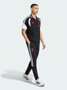 Adidas 男士 LFC POLO 針織領短袖 T 恤 BK5793 - 黑紅色 - 查看 4