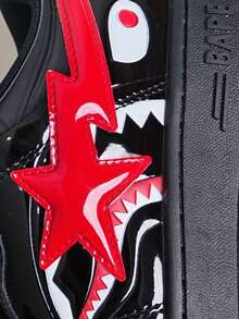 A BATHING APE Men's Retro Sneakers BAPE STA "Shark Face Black" Skate Shoes - Black - View 9
