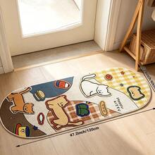 1pc Cute Cat Pattern Oval Non-Slip Floor Mat, Soft Fluffy Bedside Rug, Washable Floor Carpet, Suitable For Bedroom, Living Room Home Decor - Mocha Brown - View 12