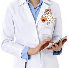 2D Flat Halloween Pumpkin Ghost ID Badge Holder - Retractable Badge Clip, Suitable For Medical Students And Registered Nurses - PMMA Material Workplace Identification Badge Holder | Fun Design | Acrylic Nurse Accessories Back To School, Team Gifts - Halloween - View 8