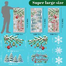 Winter Snowy Christmas Static Window Decals, Includes Frosty Pine Branches/Hanging Christmas Ball Bells/Snowflakes/Snowy Christmas Tree/Snowy Pine Tree Pattern Stickers, Removable PVC Glass Door Decals, Suitable For Home Living Room/Bedroom Windows/Store Supermarket Glass Doors/Shop Windows/Cafe Holiday Decoration - View 6
