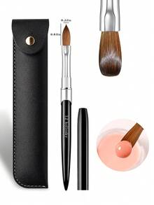 1PC Size 2-18 Kolinsky Acrylic Nail Brush With Leather Case, Professional Sable Nail Art Brush For Acrylic Powder & Extension Gel - Black - View 16