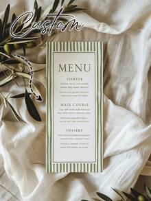 Custom Elegant Minimal Wedding Menu, Personalized Modern Script Dinner Menu, Reception Menu Card, Minimalist Wedding Menu, Engagement Bridal Shower Menu, Anniversary Dinner Menu, Custom Table Card, Wedding Table Decor, Party Dining Menu - Multicolor - View 3