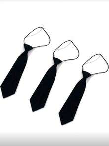 Women's Solid Color Satin Fashion Versatile Short Necktie - Black - View 4